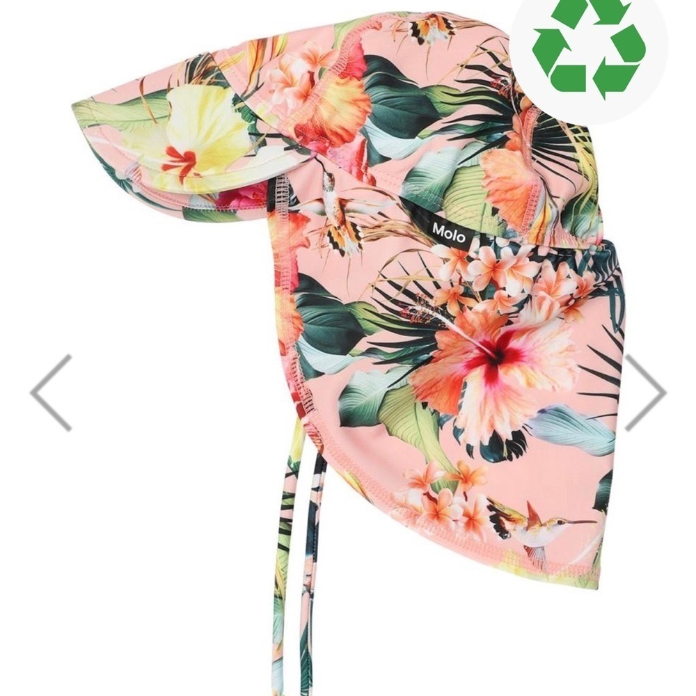 Molo Floral Kids Hat - Pink and Green uv50+